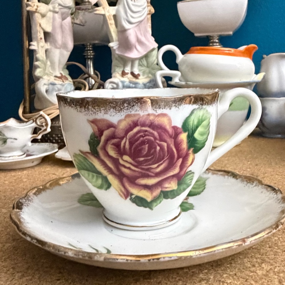 Floral Teacup and Saucer Set